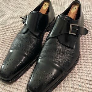 Mezlan Black Leather Single Strap Shoes